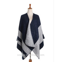 Ladies stripe winter poncho shawl